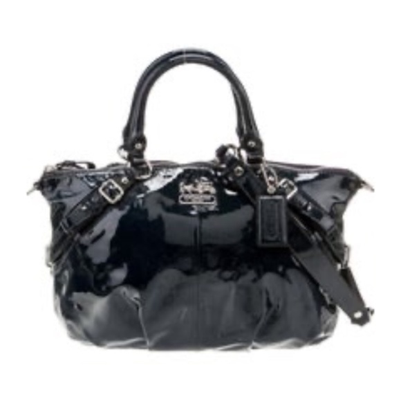 Coach Very Dark Blue Patent Leather Shoulder Bag with Dust Bag - Picture 1 of 9